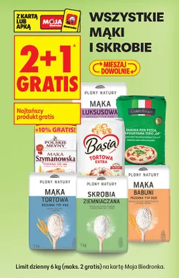 Wszystkie mąki i skrobie 2+1 GRATIS promocja w Biedronka
