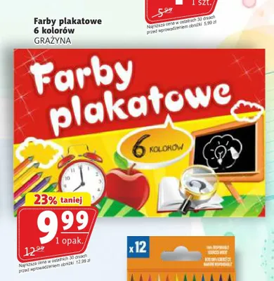 Farby plakatowe 6 kolorów Grażyna promocja w Prim Market