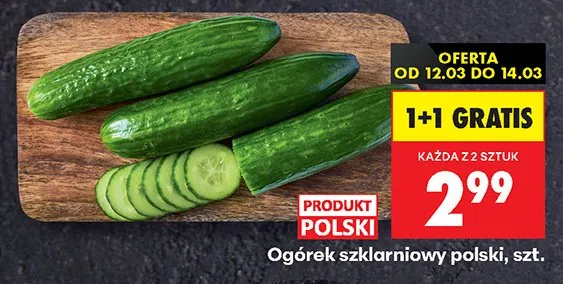 Ogórek szklarnowy polski promocja w Biedronka