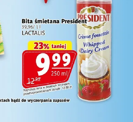 Bita śmietana President promocja w Prim Market