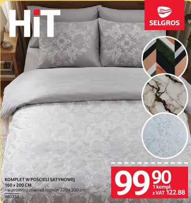 Komplet w pościeli satynowej 160x200cm promocja w Selgros