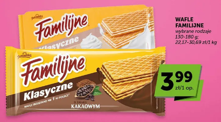 Wafle Familijne klasyczne o smaku kakaowym Jutrzenka promocja w Groszek
