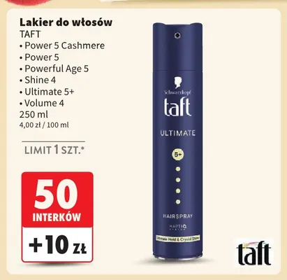 Lakier do włosów Taft Volume 4 promocja w Intermarche