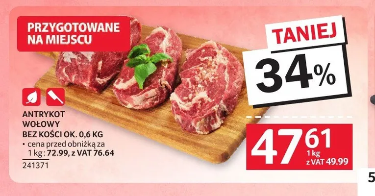 Antrykot wołowy bez kości promocja w Selgros
