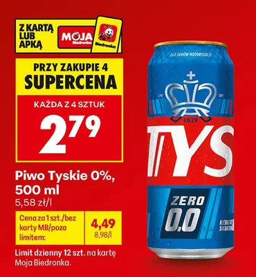 Piwo bezalkoholowe Tyskie promocja w Biedronka