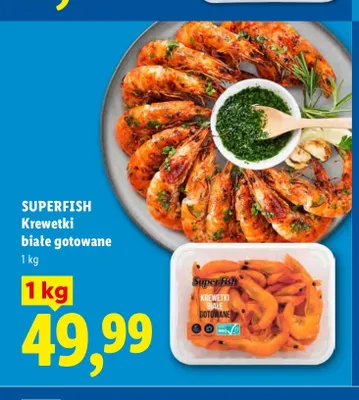 Krewetki białe gotowane SuperFish promocja w Lidl