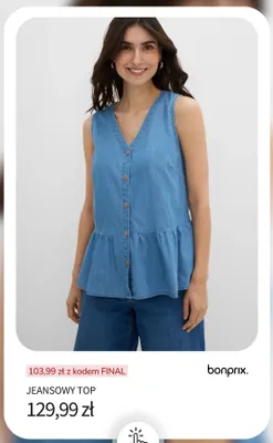 Jeansowy top Bonprix promocja w bonprix