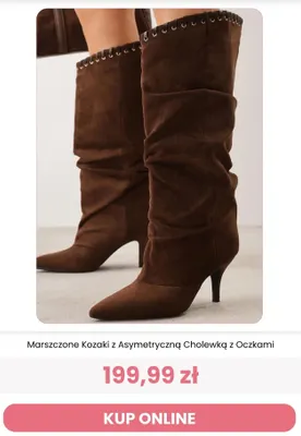 Marszczone kozaki z asymetryczną cholewką z oczkami Reneé promocja w Renee