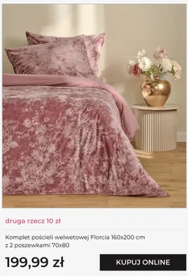 Komplet pościeli welwetowej home&you Florcia 160x200cm z 2 poszewkami 70x80cm promocja w home&you