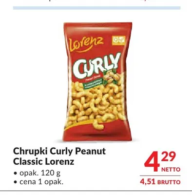 Chrupki Curly Peanut Classic Lorenz promocja w Makro