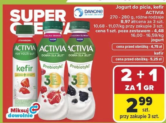 Jogurt do picia kefir truskawka promocja w Carrefour