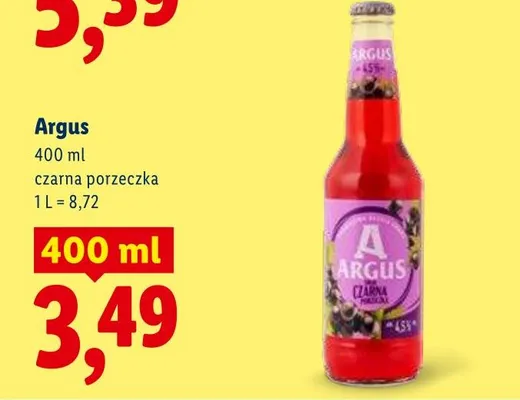 Piwo Argus czarna porzeczka promocja w Lidl