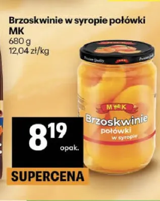 Brzoskwinie w syropie połówki MK promocja w Delikatesy Centrum