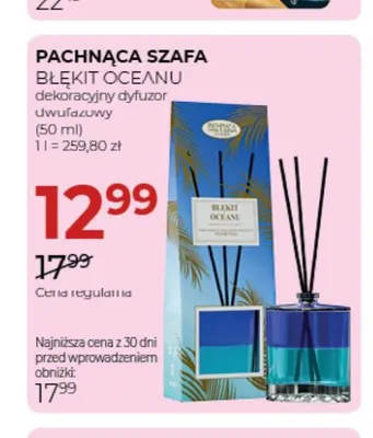 Dekoracyjny dyfuzor dwufazowy Błękit Oceanu Pachnąca Szafa promocja w Drogerie Jawa