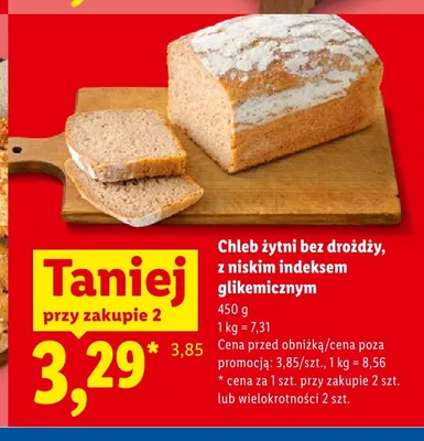 Chleb żytni bez drożdży z niskim indeksem glikemicznym promocja w Lidl