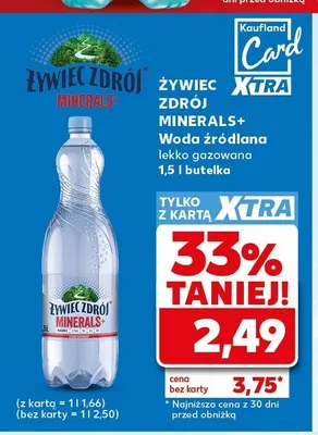 Woda źródlana lekko gazowana Żywiec Zdrój Minerals+ promocja w Kaufland