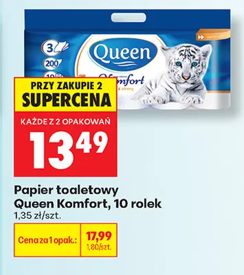 Papier toaletowy Queen Komfort 10-pak promocja w Biedronka