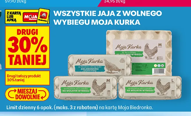 Jaja od kury zielononóżki z wolnego wybiegu Moja Kurka 10 szt promocja w Biedronka
