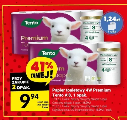 Papier toaletowy 4W Premium Tento promocja w Twój Market