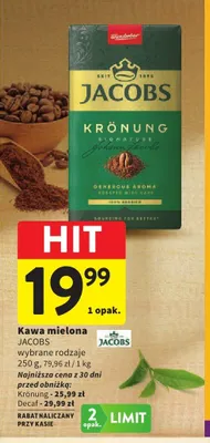 Kawa mielona JACOBS Decaf promocja w Intermarche
