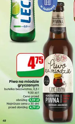 Piwo na miodzie gryczanym butelka bezwrotna promocja w Dino