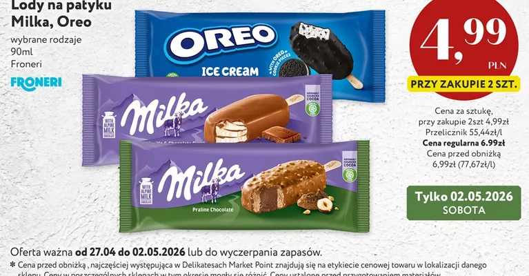 Lody na patyku Oreo Froneri promocja w Market Point
