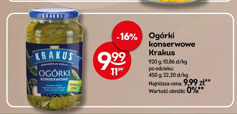 Ogórki konserwowe Krakus promocja w Żabka