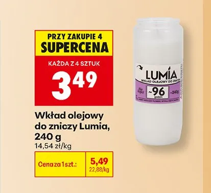 Wkład olejowy do zniczy Lumia promocja w Biedronka