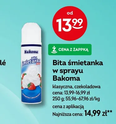 Bita śmietanka w sprayu czekoladowa Bakoma promocja w Żabka