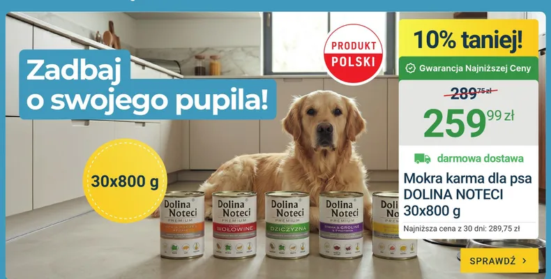 Mokra karma dla psa DOLINA NOTECI 30-pak 800g promocja w ERLI