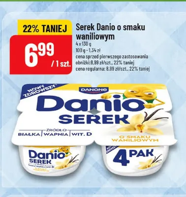 Serek homogenizowany Danone Danio o smaku waniliowym 4-pak promocja w POLOmarket