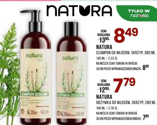 Szampon do włosów skrzyp Natura promocja w Drogerie Natura