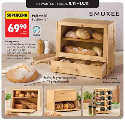 Chlebak dwupoziomowy 36x20x29 cm Smukee promocja w Biedronka