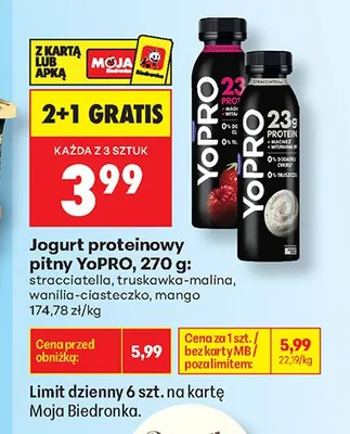 Jogurt proteinowy pitny Danone YoPRO mango promocja w Biedronka