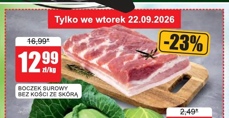 Boczek surowy bez kości ze skórą promocja w Bingo