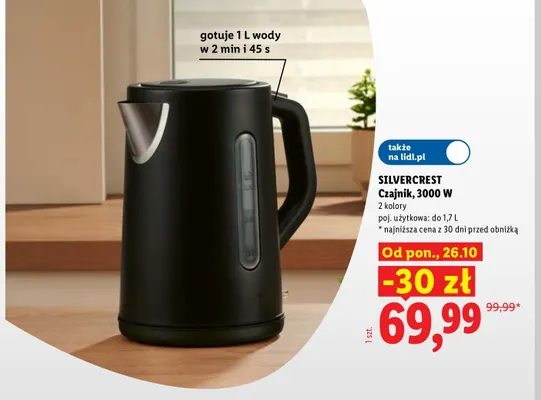 Czajnik 1,7 l Silvercrest promocja w Lidl