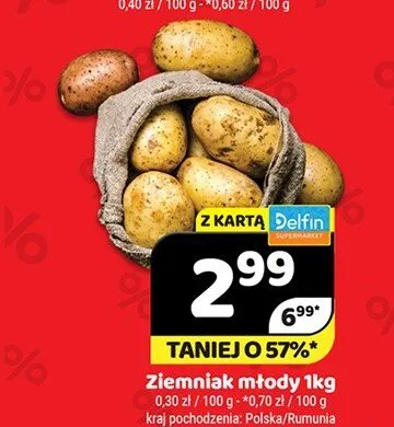 Ziemniak młody Polska/Rumunia Delfin promocja w Delfin
