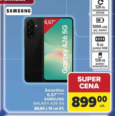 Smartfon 6,67" SAMSUNG GALAXY A26 5g promocja w Carrefour
