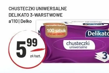 Chusteczki uniwersalne Delikato 3-warstwowe promocja w Sedal