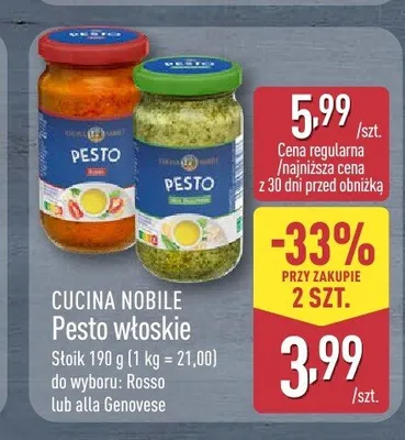 Pesto włoskie Rosso Cucina Nobile promocja w Aldi