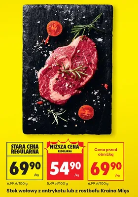 Stek wołowy z antrykotu lub z rostbefu promocja w Biedronka