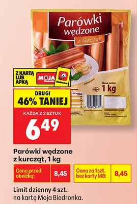 Parówki wędzone z kurcząt promocja w Biedronka