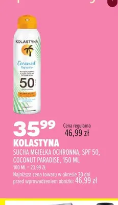 Sucha mgiełka ochronna Kolastyna Coconut Paradise SPF 50 promocja w Drogerie Natura