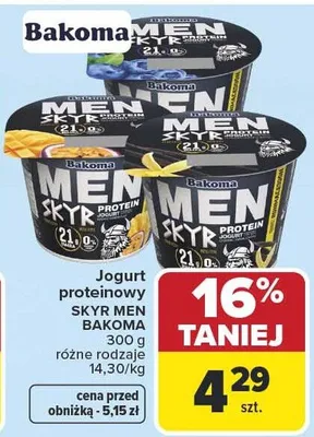 Jogurt proteinowy Skyr Men różne rodzaje promocja w Carrefour