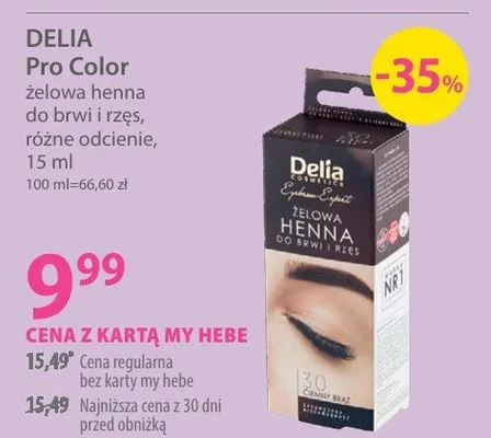 Żelowa henna do brwi i rzęs Pro Color, różne odcienie promocja w Hebe