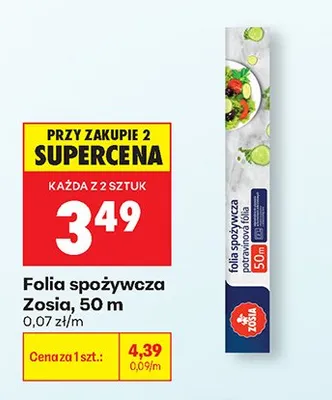 Folia spożywcza Zosia 50m promocja w Biedronka
