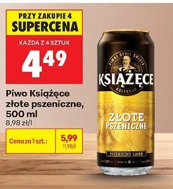 Piwo Książęce Złote Pszeniczne promocja w Biedronka