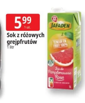 Sok z różowych grejpfrutów JAFADEN promocja w Leclerc
