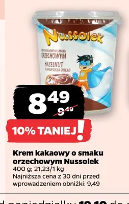 Krem kakaowy o smaku orzechowym Nussolek promocja w Netto