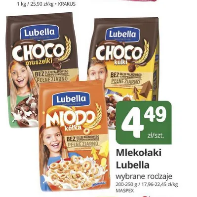 Płatki śniadaniowe Mlekołaki Choco kulki Lubella promocja w Marketvita